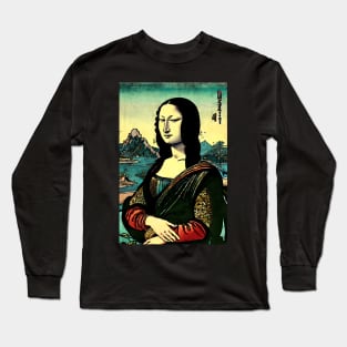 Mona Lisa Ukiyo-e Vintage Japanese Traditional Long Sleeve T-Shirt